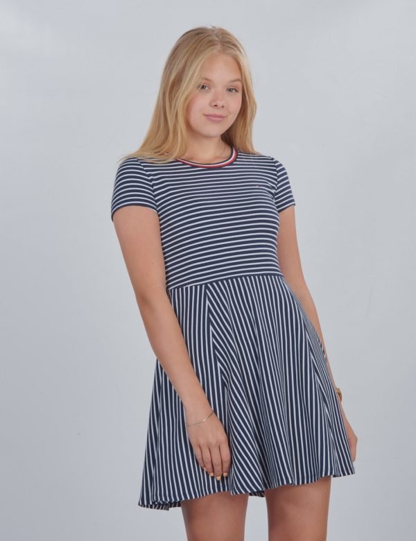 Tommy Hilfiger Stripe Knit Skater Dress Mekko Sininen