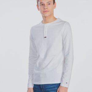 Tommy Hilfiger Waffle Henley Tee Longsleeve Neule Valkoinen