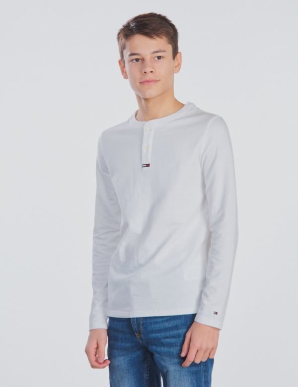 Tommy Hilfiger Waffle Henley Tee Longsleeve Neule Valkoinen