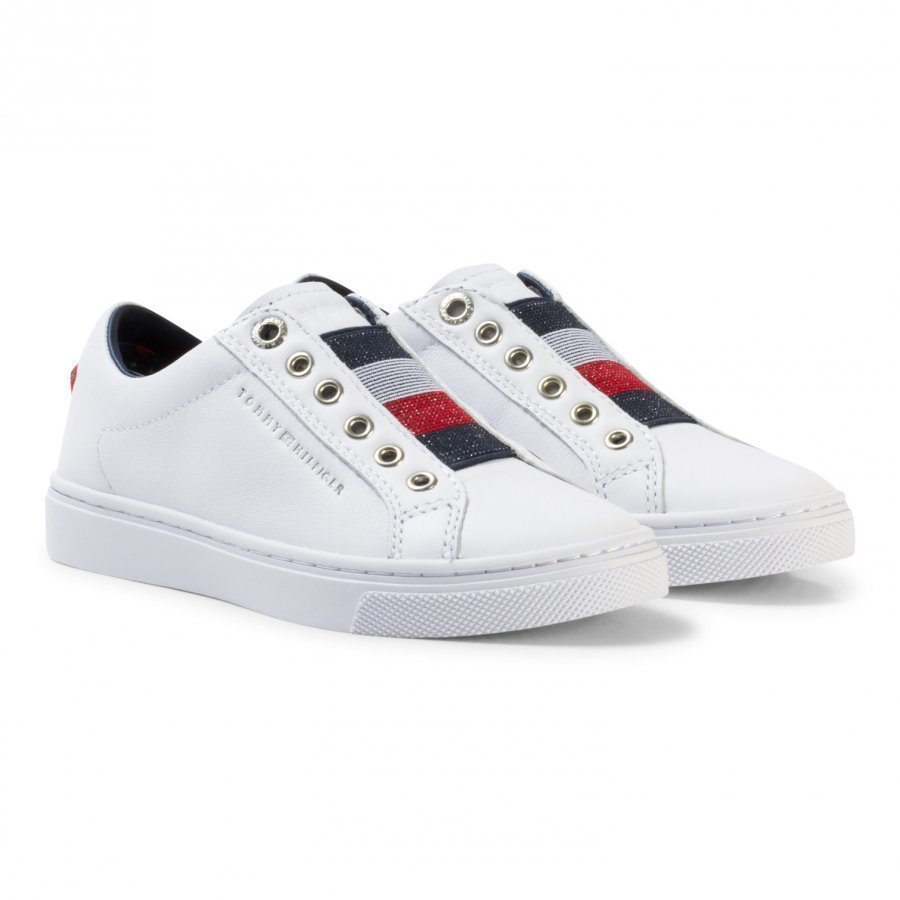 Tommy Hilfiger White Navy And Red Star Glitter Slip On Trainers Lenkkarit