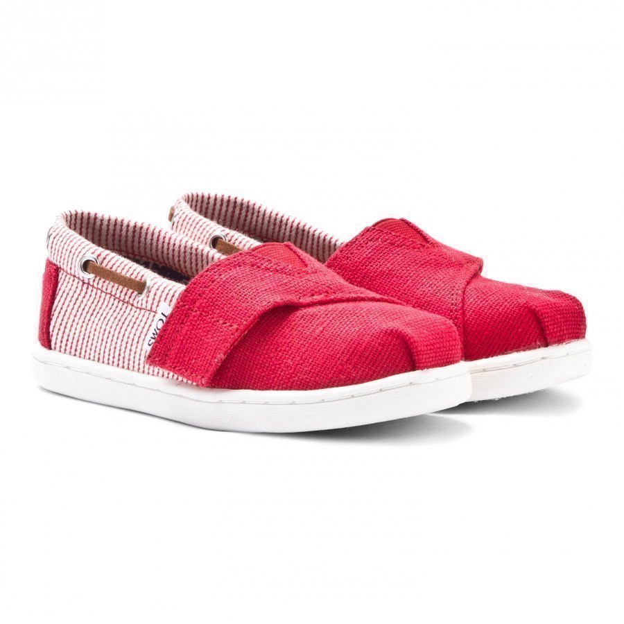 Toms Red Burlap & Stripe Tiny Toms Biminis Slip On Kengät