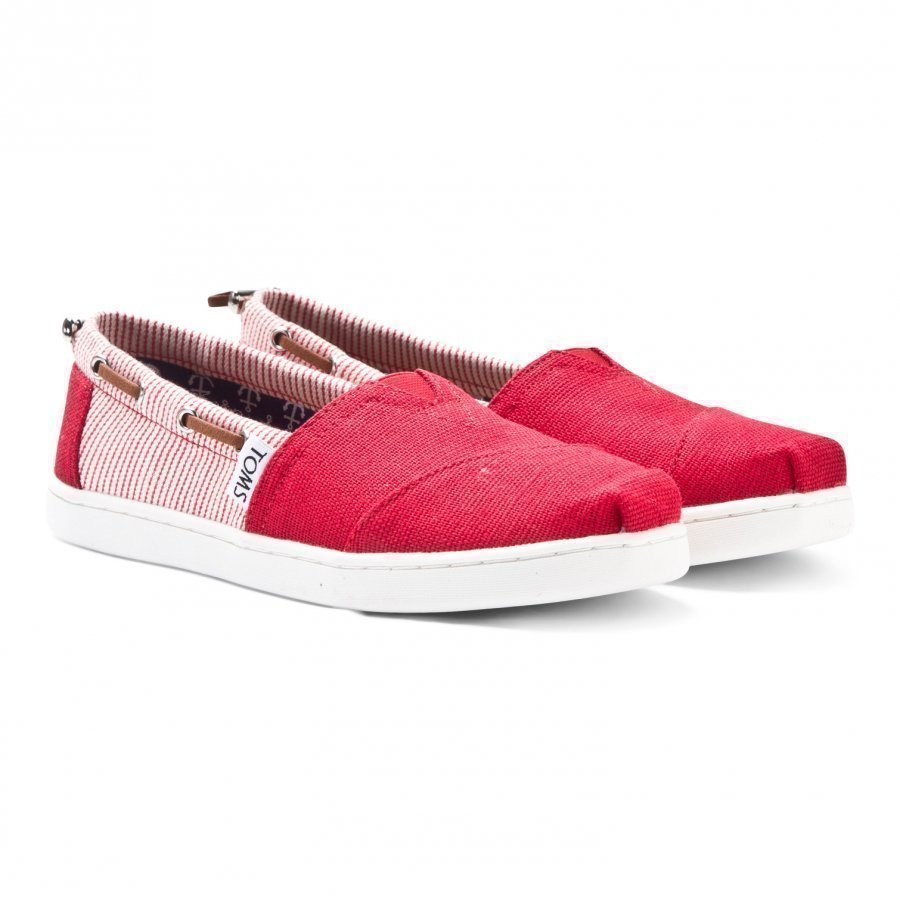 Toms Red Burlap & Stripe Youth Biminis Slip On Kengät