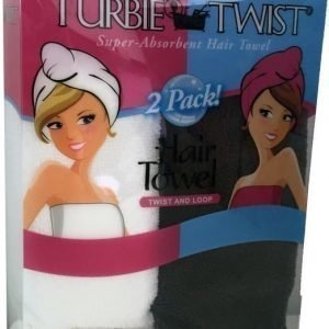 Turbie Twist Hiuspyyhe 2 kpl Valkoinen/tummanharmaa