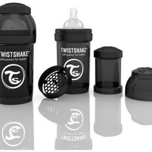 Twistshake Tuttipullo Antikoliikki 180 ml Musta