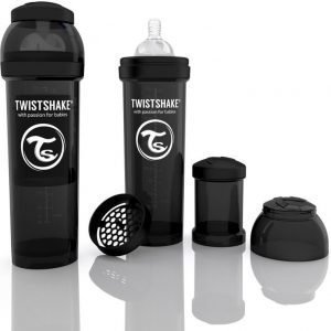 Twistshake Tuttipullo Antikoliikki 330 ml Musta