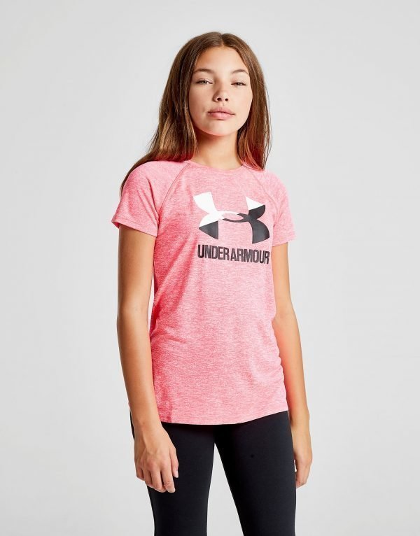 Under Armour Girls' Novelty Logo T-Shirt Vaaleanpunainen