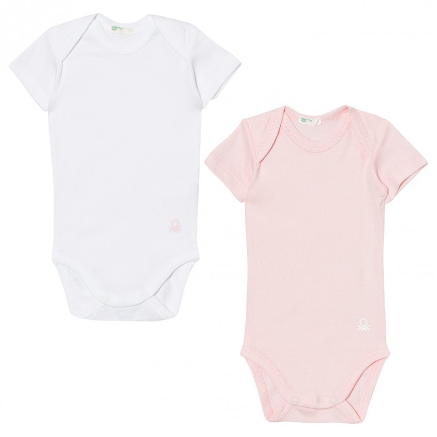 United Colors Of Benetton 2-Pack Short Sleeved Baby Body White/Pink Body