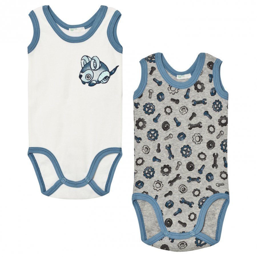 United Colors Of Benetton 2-Pack Sleeveless Printed Baby Body Cream/Grey Body