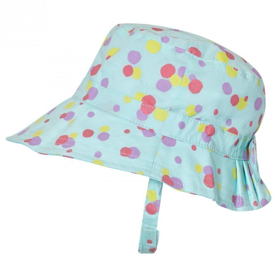 United Colors Of Benetton Aqua Blue Polka Dot Sun Hat With Chin Strap Aurinkohattu