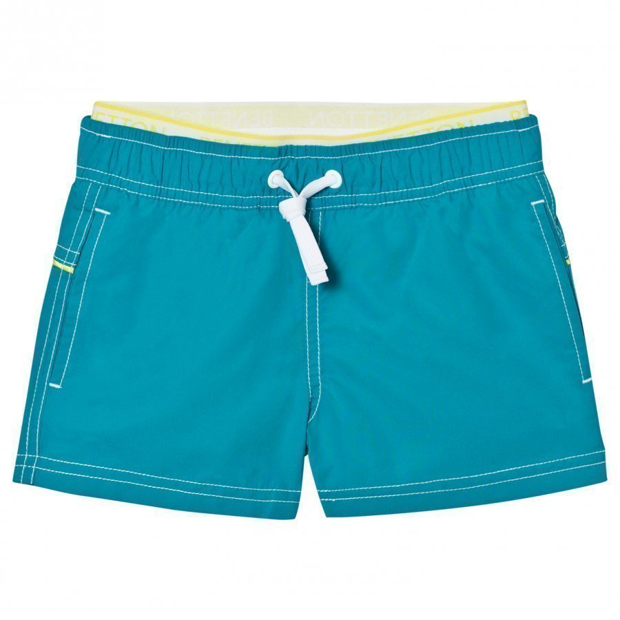 United Colors Of Benetton Blue Swim Shorts With Logo Waist Band Uimashortsit