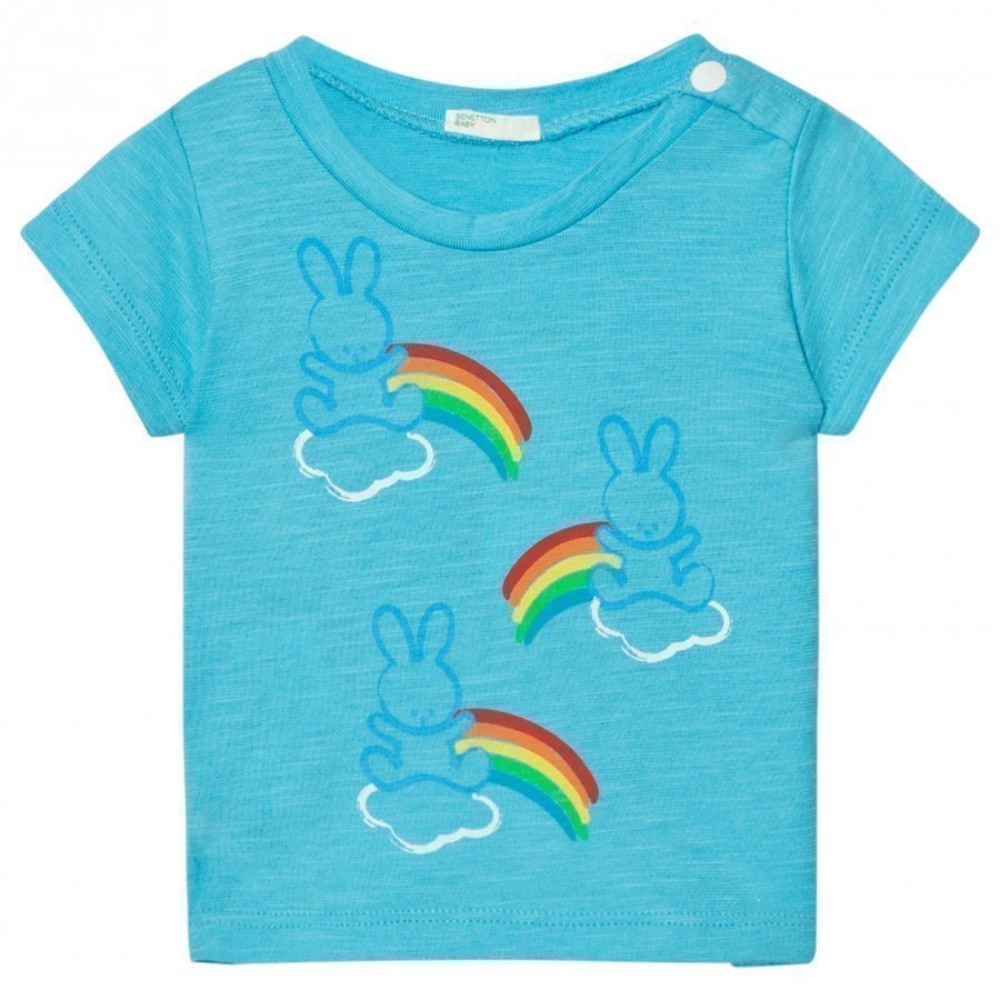 United Colors Of Benetton Bunny Cloud Print T-Shirt Bright Blue T-Paita