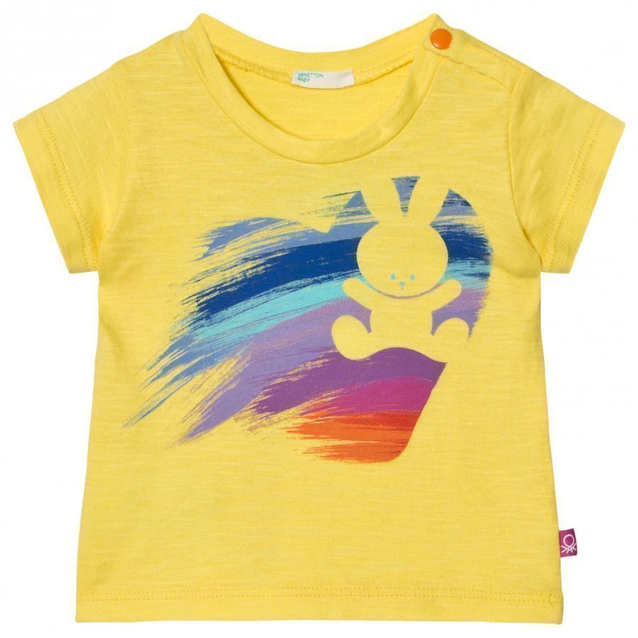 United Colors Of Benetton Bunny Heart Print T-Shirt Yellow T-Paita