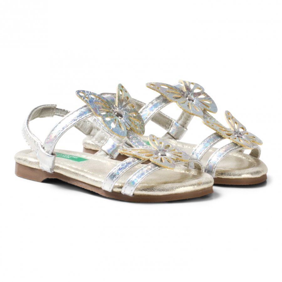 United Colors Of Benetton Butterfly Sandals With Ankle Strap Silver Remmisandaalit