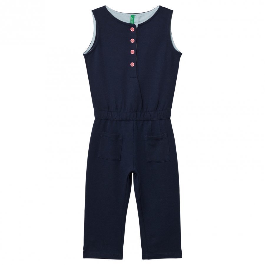 United Colors Of Benetton Button Neck Jumpsuit Navy Liivi