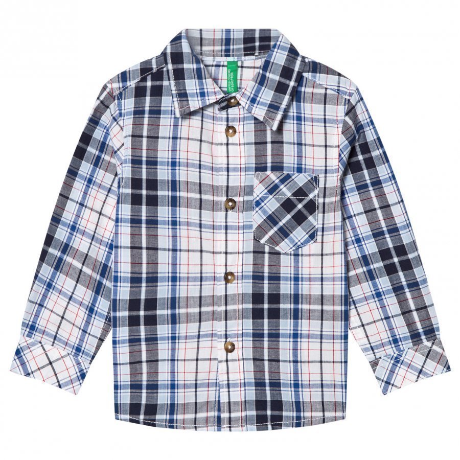 United Colors Of Benetton Casual Check Shirt Navy Kauluspaita