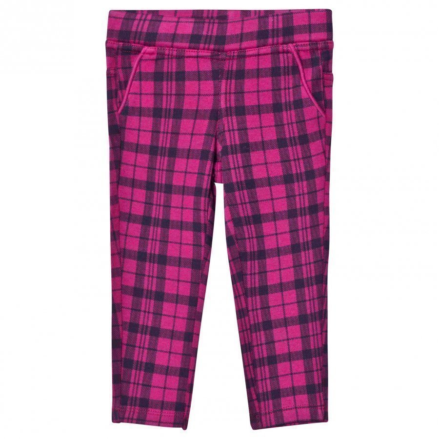 United Colors Of Benetton Cerise And Black Plaid Trousers Housut