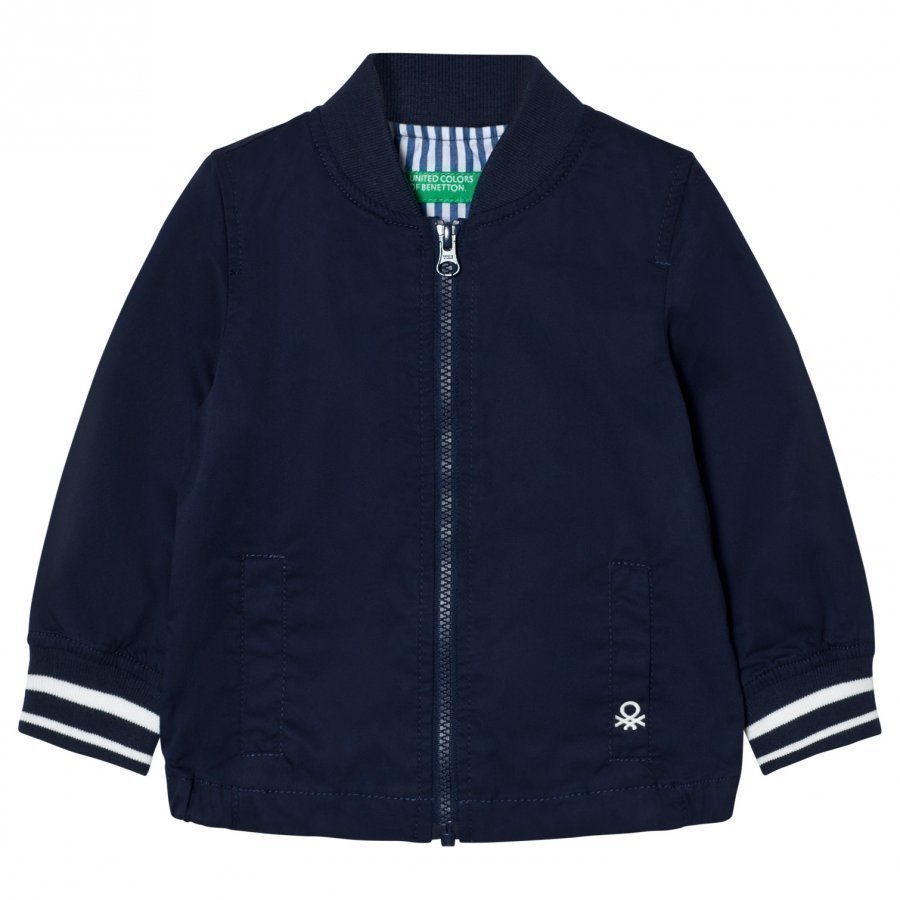 United Colors Of Benetton Cotton Bomber Jacket Navy Bomber Takki