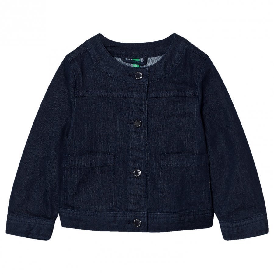 United Colors Of Benetton Cropped Denim Jacket Navy Farkkutakki