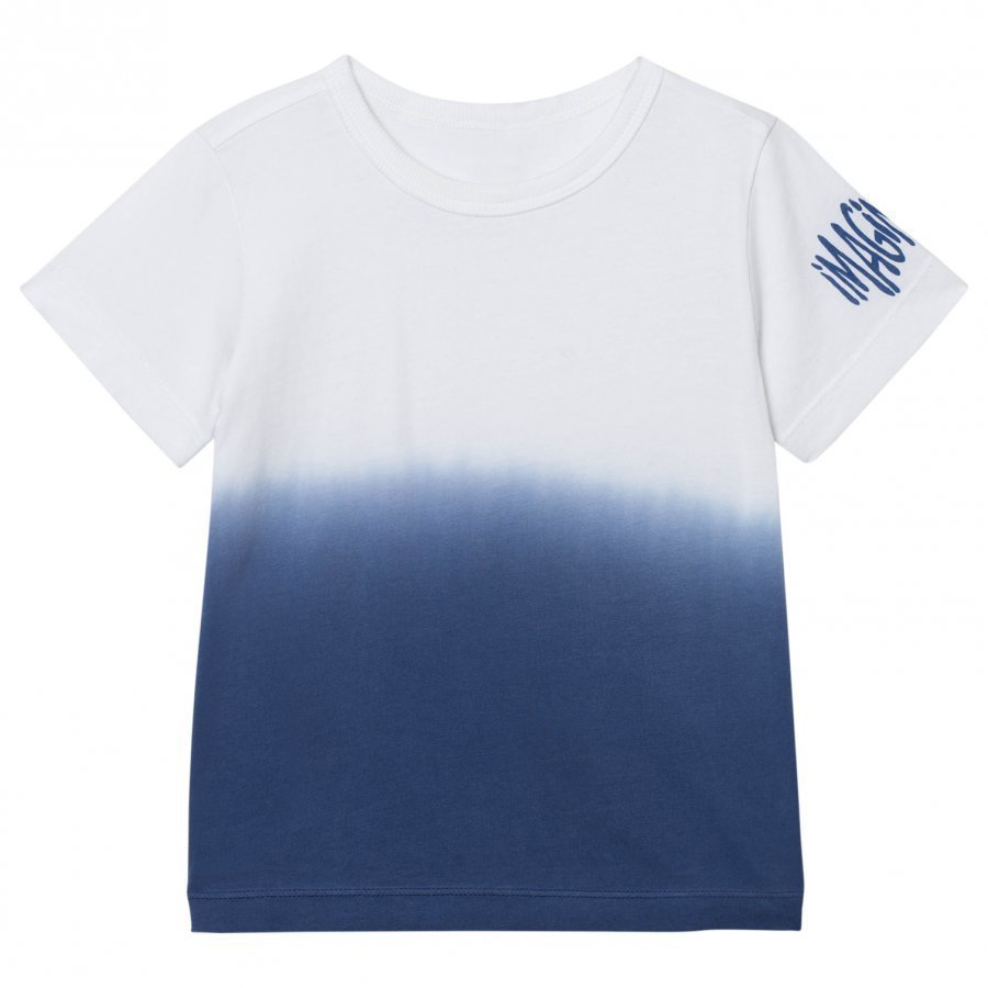 United Colors Of Benetton Dip Dye Tee White/Blue T-Paita