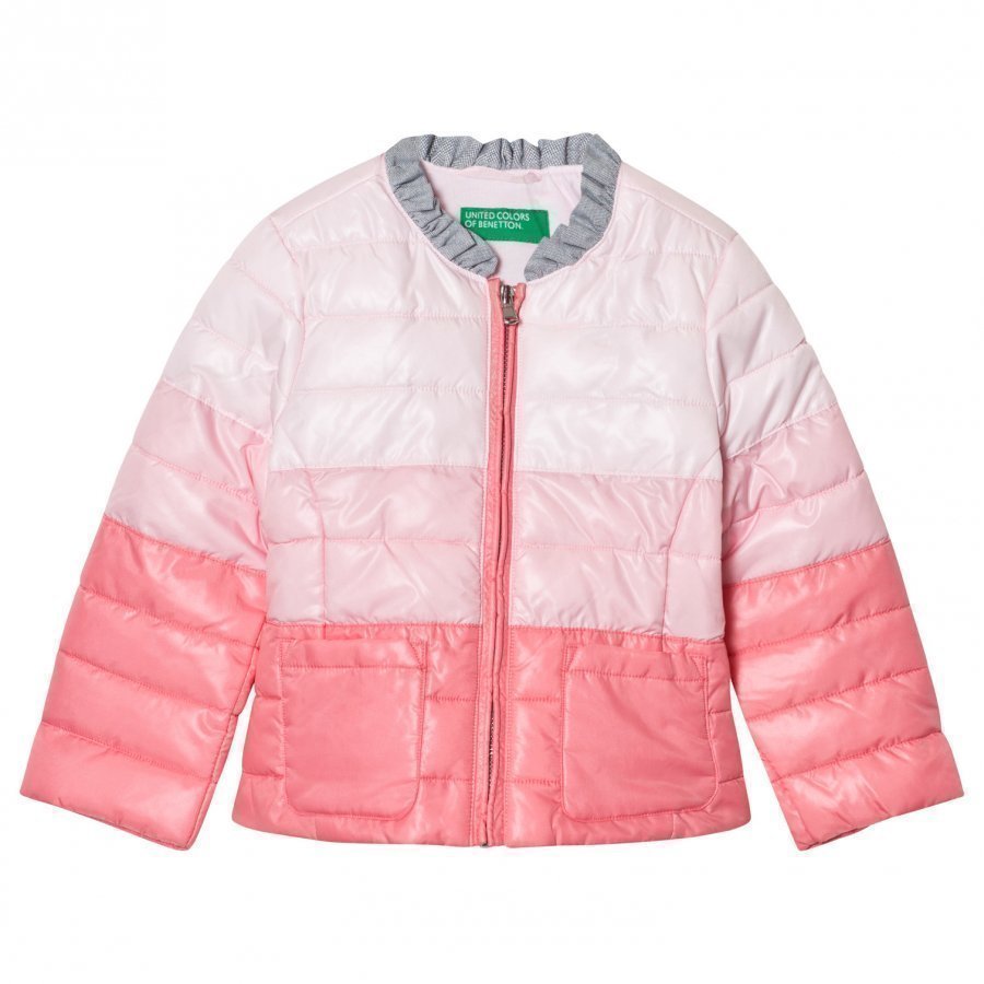 United Colors Of Benetton Fade Dye Puffer Jacket Pink Toppatakki