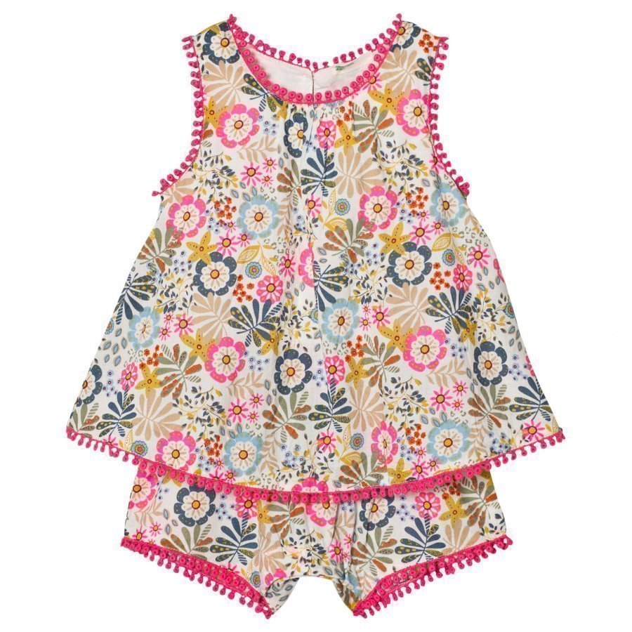 United Colors Of Benetton Floral Print Romper With Embroidered Details Romper Puku