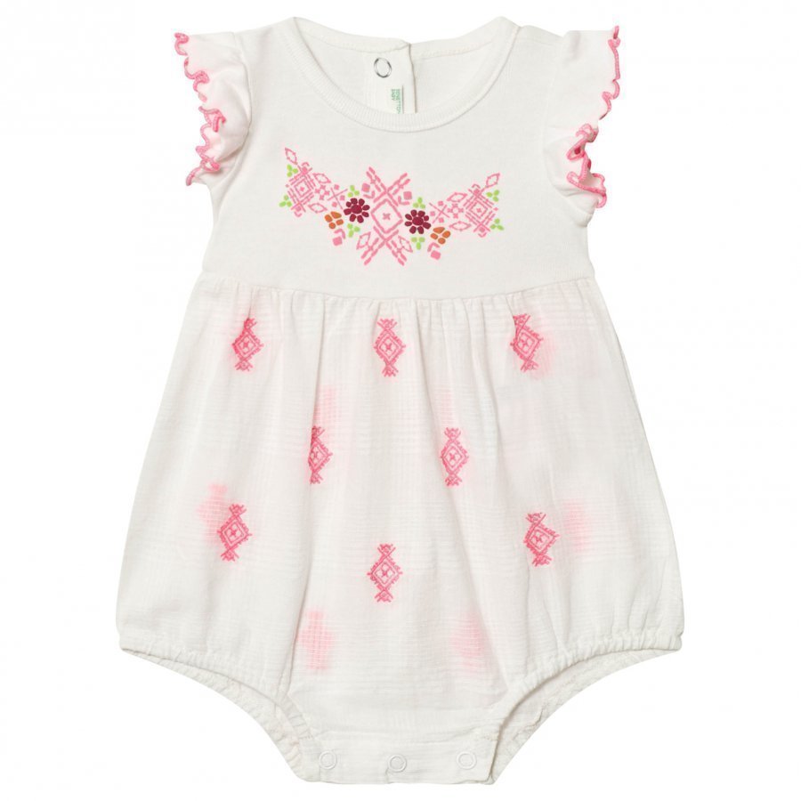 United Colors Of Benetton Frill Sleeve Romper With Embroidery Romper Puku