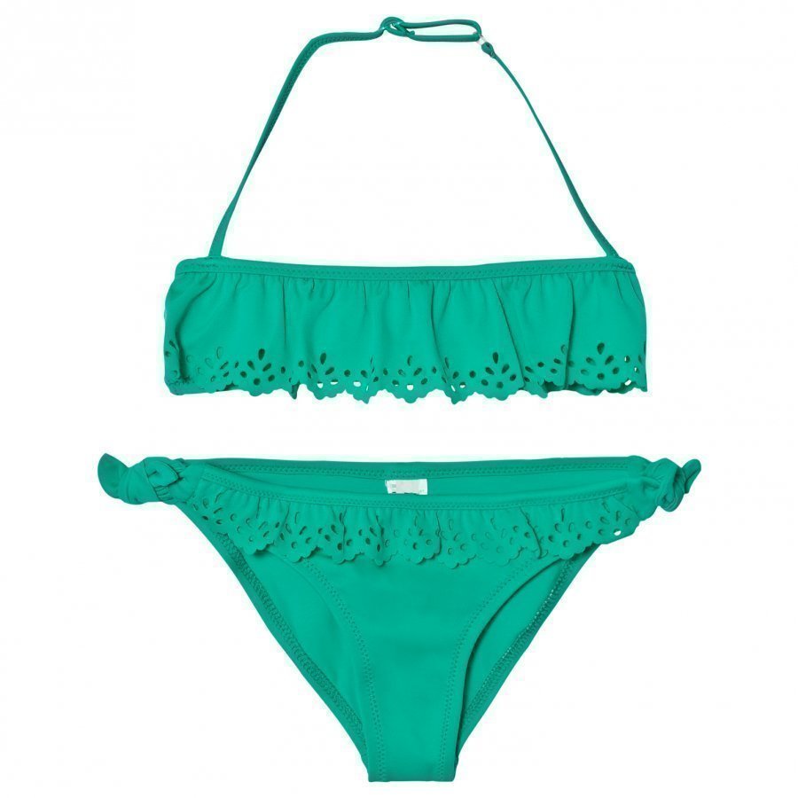 United Colors Of Benetton Frilly Halter Neck Bikini Set Green Bikinit