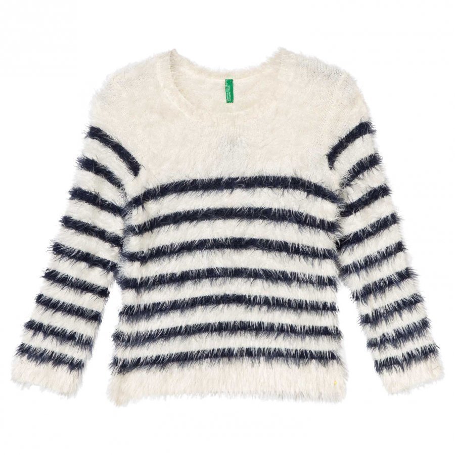 United Colors Of Benetton Fuzzy Sweater Off White/Navy Paita