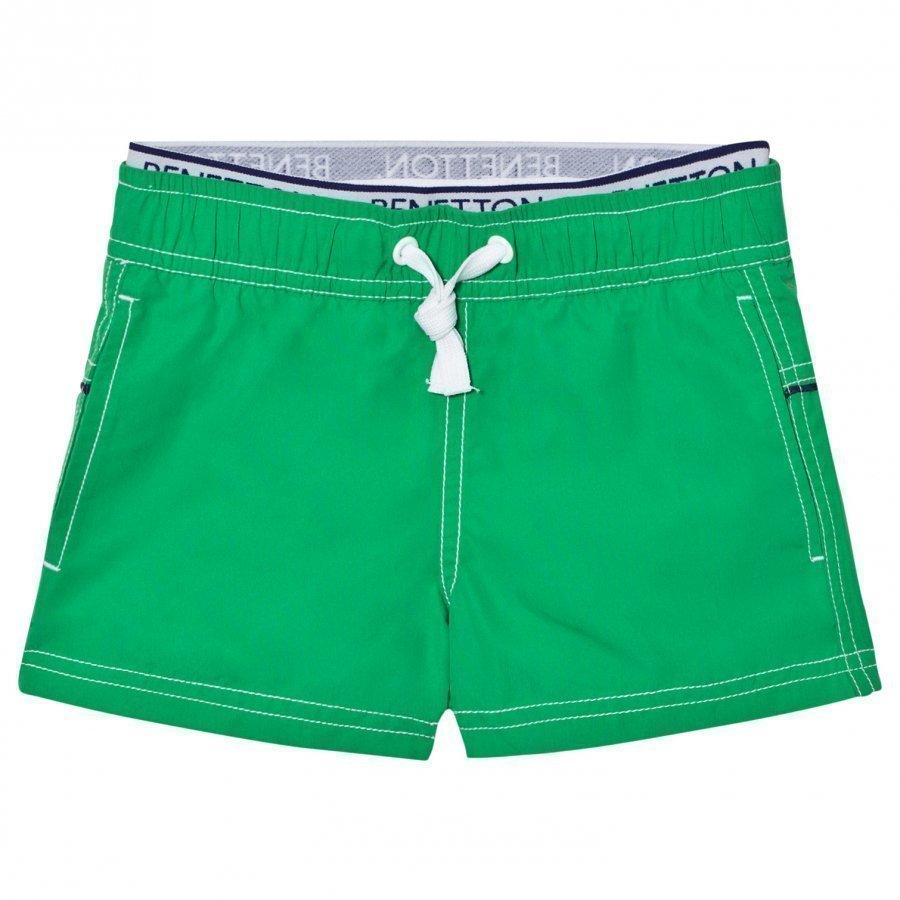 United Colors Of Benetton Green Swim Shorts With Logo Waist Band Uimashortsit