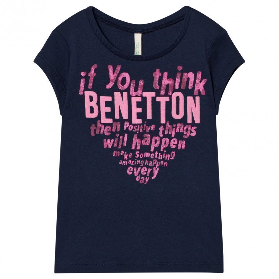 United Colors Of Benetton Heart Logo Tee Navy T-Paita