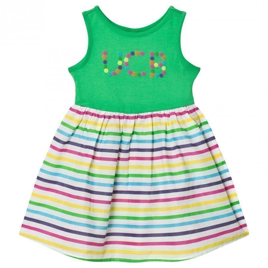 United Colors Of Benetton Jersey Dress With Multi Color Stripe Skirt Lyhyt Hame