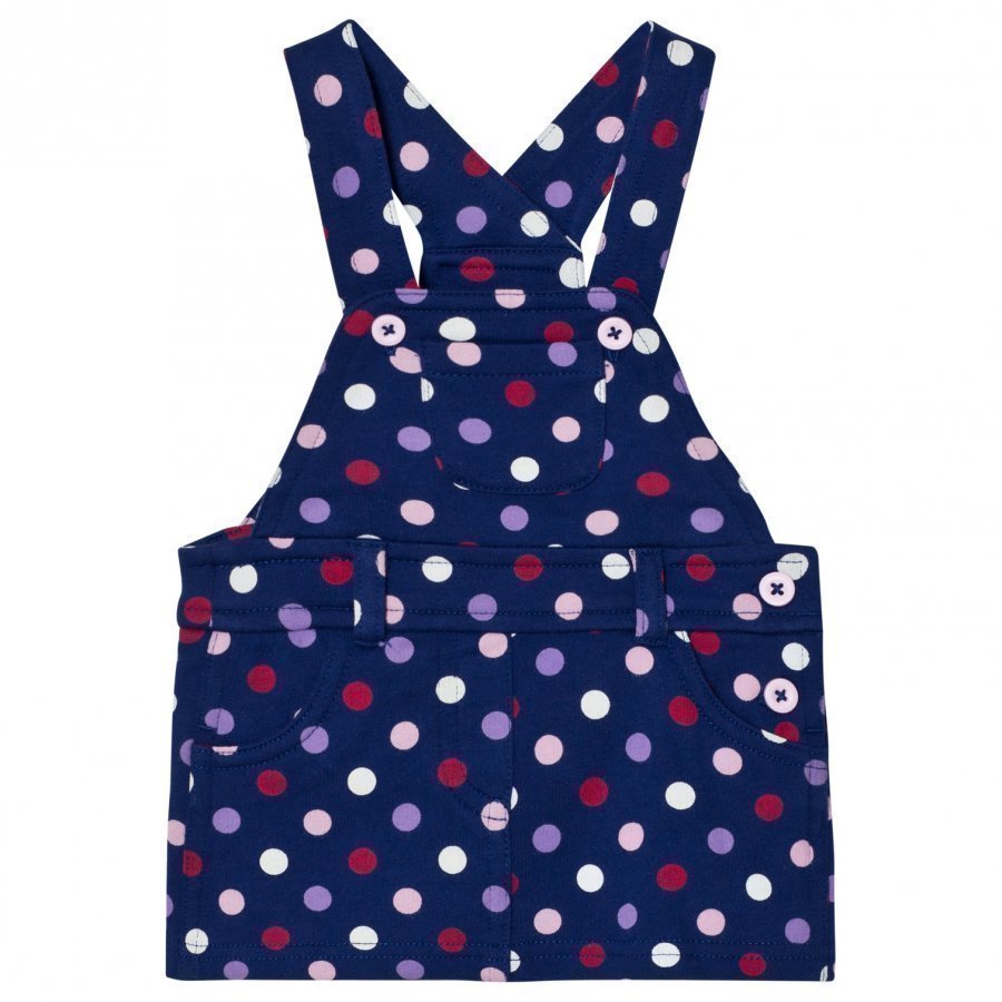 United Colors Of Benetton Jersey Polka Dot Dungaree Dress Navy Mekko