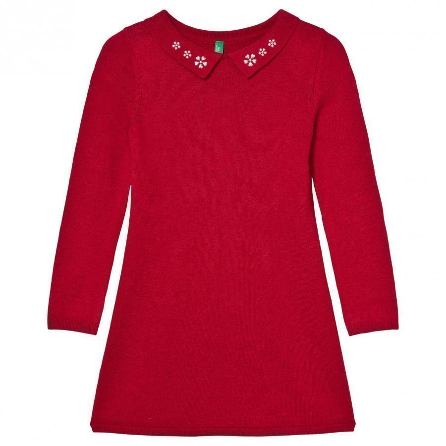United Colors Of Benetton Knit Collar Dress Red Mekko