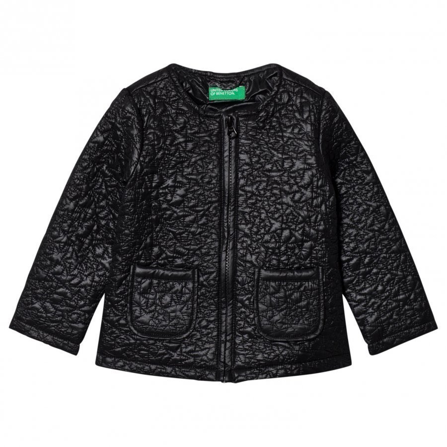 United Colors Of Benetton Light Weight Star Puffa Jacket Black Toppatakki