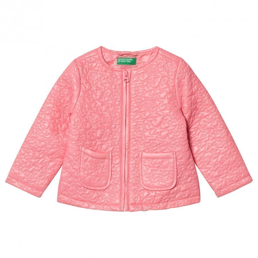 United Colors Of Benetton Light Weight Star Puffa Jacket Candy Pink Toppatakki