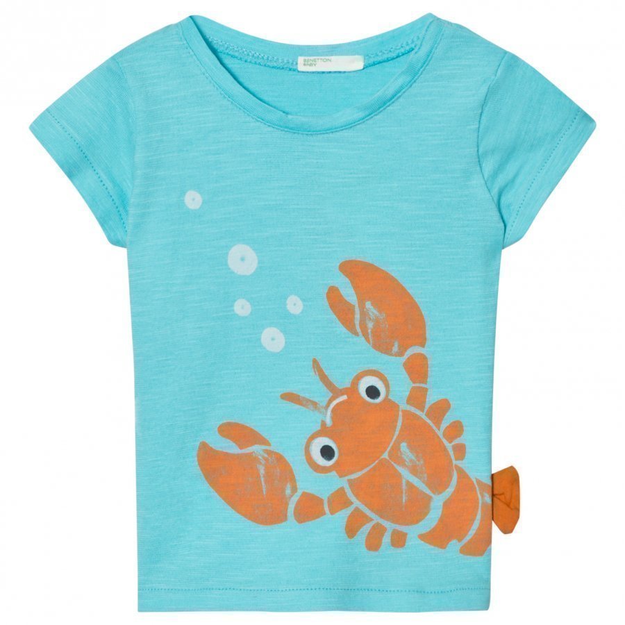 United Colors Of Benetton Lobster Print T-Shirt Aqua Blue T-Paita