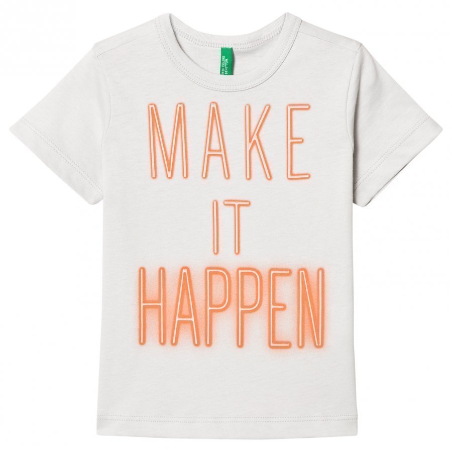 United Colors Of Benetton Make It Happen Print T-Shirt Light Grey T-Paita