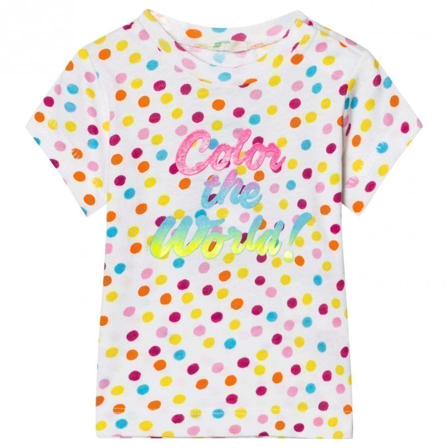 United Colors Of Benetton Polka Dot Print T-Shirt White T-Paita