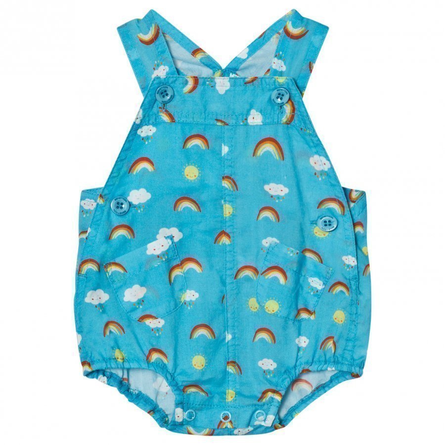 United Colors Of Benetton Rainbow Cloud Print Cotton Dungaree Bright Blue Lappuhaalari