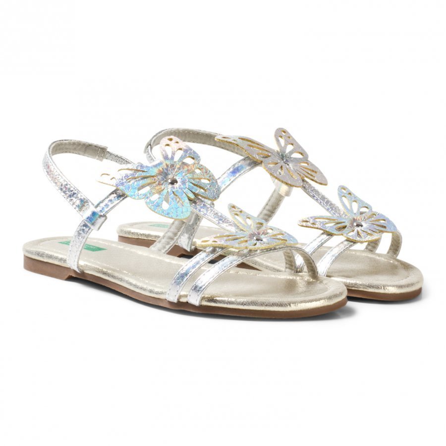 United Colors Of Benetton Silver Butterfly Sandals With Ankle Straps Remmisandaalit