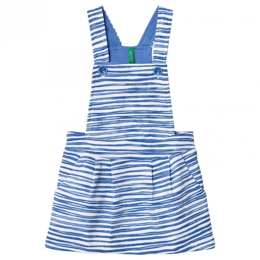 United Colors Of Benetton Stripe Jersey Overall Dress Blue/White Mekko