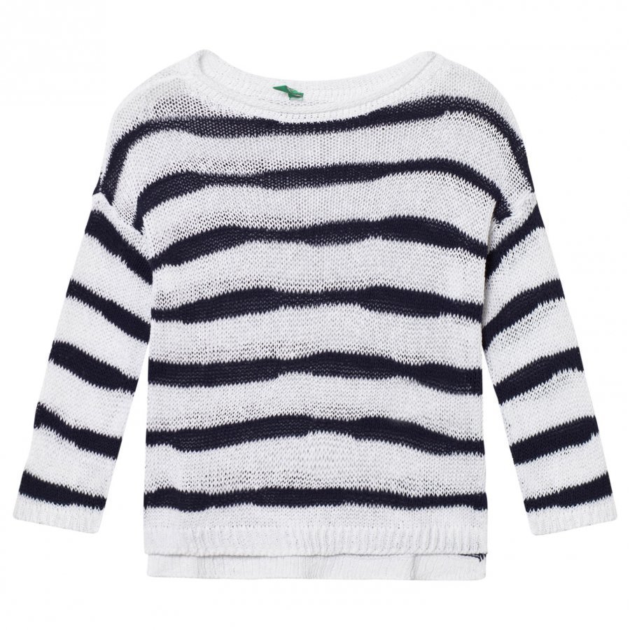 United Colors Of Benetton Stripe Knit Sweater Navy/White Paita