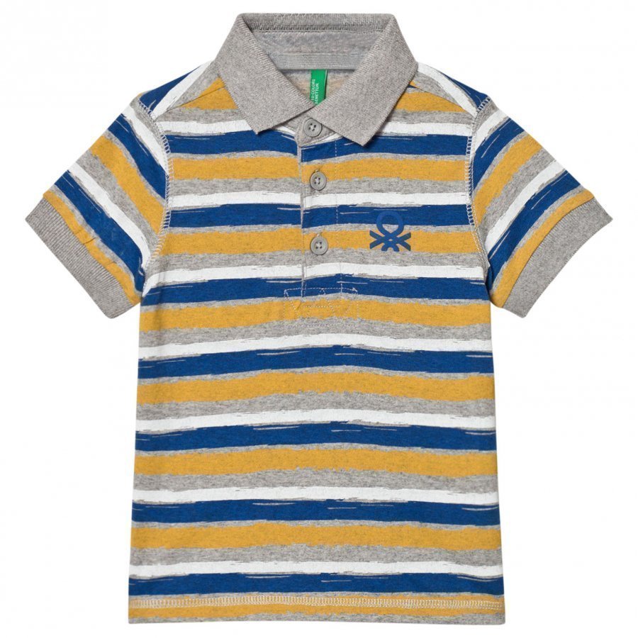 United Colors Of Benetton Stripe Logo Polo Tee Multi Pikeepaita