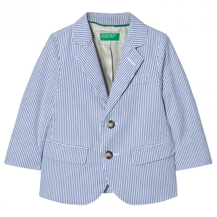 United Colors Of Benetton Stripe Suit Jacket Blue/White Bleiseri