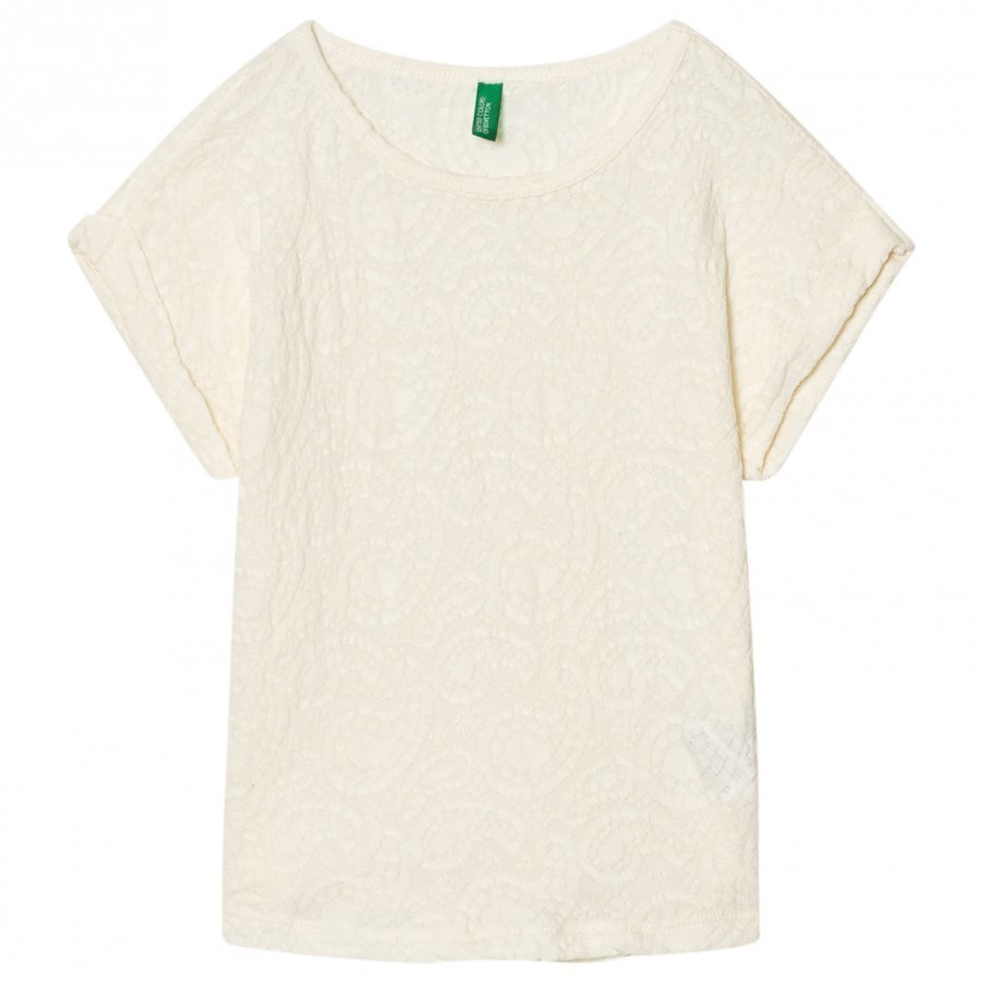 United Colors Of Benetton Textured Tee Off White T-Paita