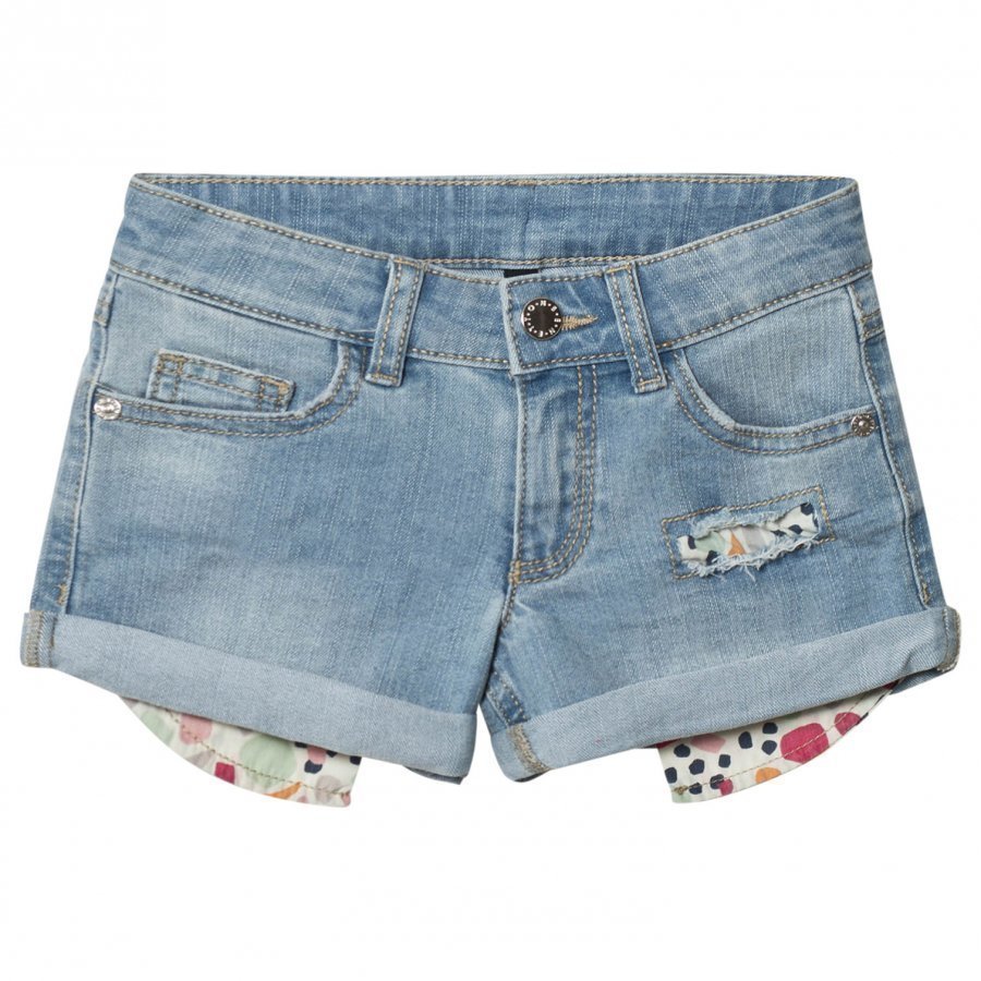 United Colors Of Benetton Washed Turn Up Denim Shorts Light Blue Farkkushortsit