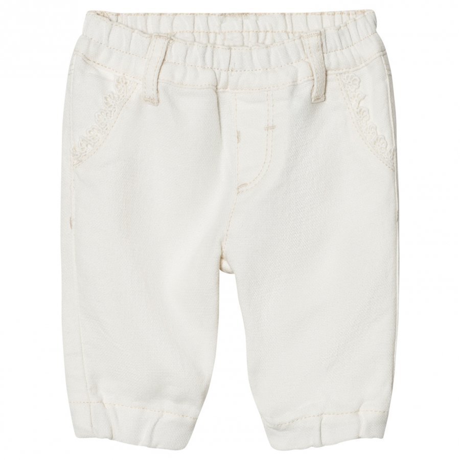 United Colors Of Benetton Woven Pants Frill Front Cream Housut
