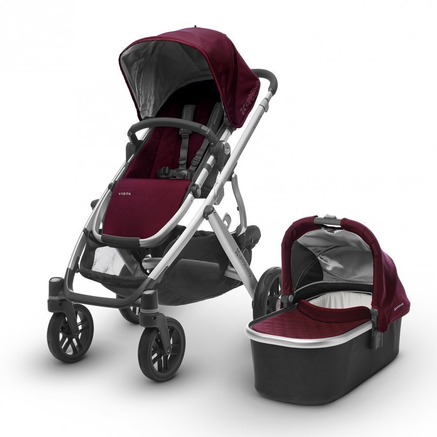 Uppababy Vista Stroller Dennison Bordeaux Silver Frame Sisarusrattaat