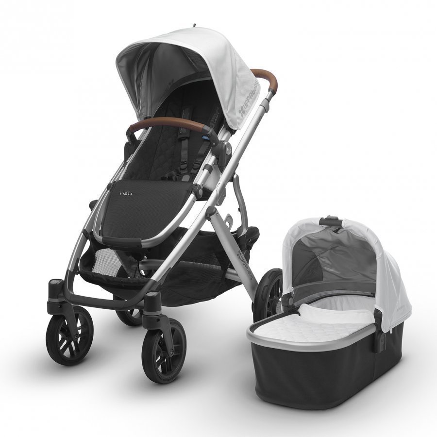 Uppababy Vista Stroller Loic White Silver Frame With Leather Sisarusrattaat