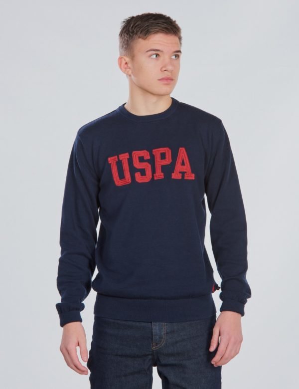 Us Polo Uspa True Knit Crew Neule Sininen